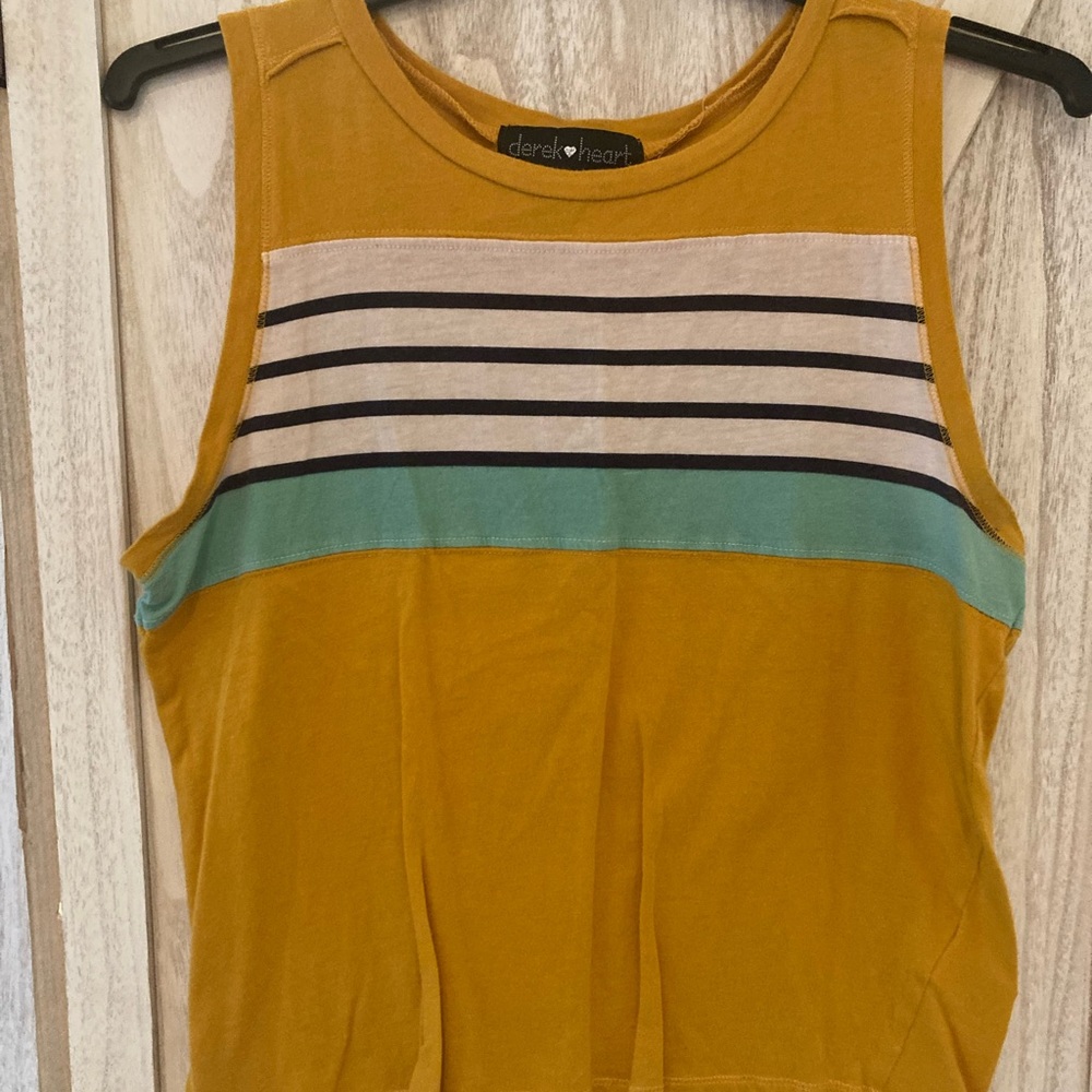 Derek Heart Mustard Yellow Retro Vibe Tank Top
